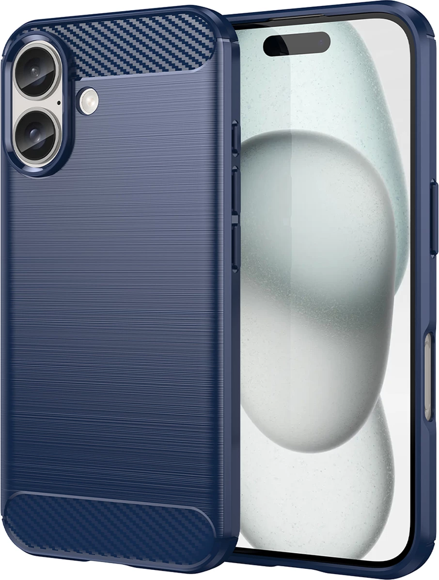 Mbështjellës Hurtel Carbon Case për iPhone 16 Plus, TPU, Blu