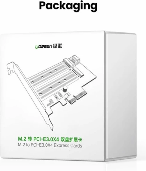 Kartë zgjerimi PCIe për M.2 SSD, UGREEN 70504, PCIe 3.0 x4, NVMe/SATA, 2230-2280, set me aksesorë