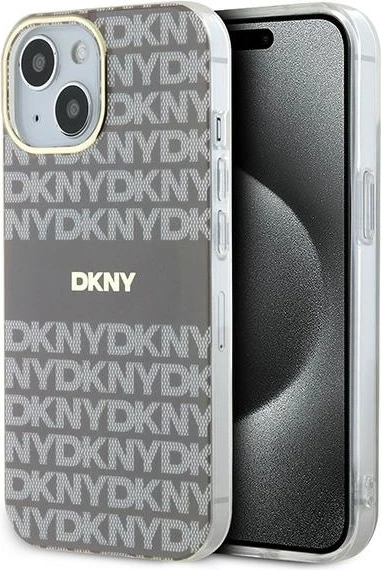 Mbështjellës DKNY IML Mono & Stripe MagSafe për iPhone 15/14/13, Bezhe