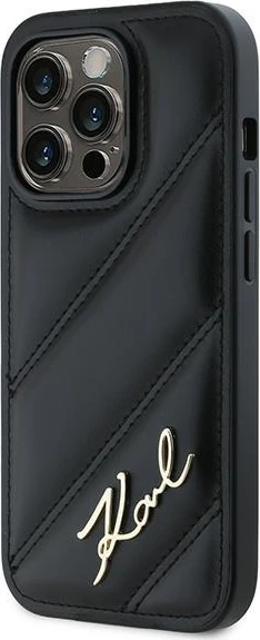 Mbështjellës Karl Lagerfeld Diagonal Quilted Script për iPhone 13 Pro/13, e zezë