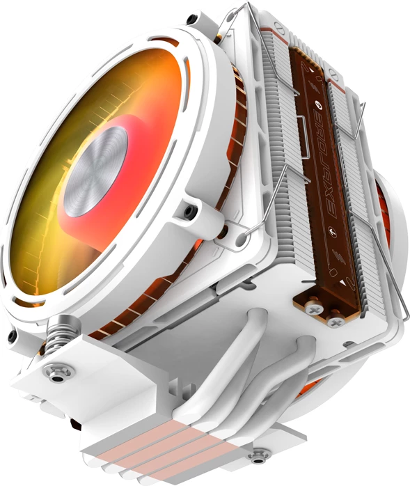 Ftohës procesori aktiv Darkflash E400 PLUS, dy ventilatorë 120 mm, ARGB, ekran temperature, TDP 235 W, i bardhë