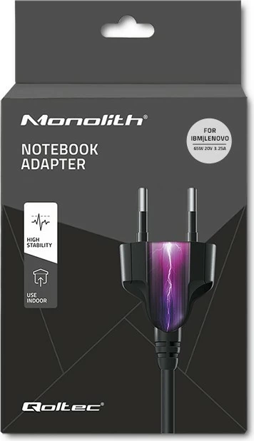 Kasë furnizimi Qoltec 50013.65W për Lenovo/IBM, 65W, 20V, 3.52A, 7.9x5.5mm, e zezë