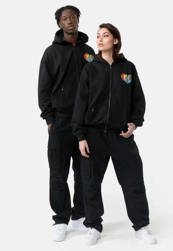 Duks me zip të plotë Karl Kani Woven Signature Kani Life OS për meshkuj dhe femra, ngjyrë e zezë