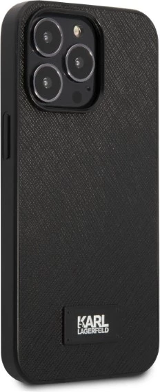 Mbështjellës Karl Lagerfeld KLHCP13XSFMP2K për iPhone 13 Pro Max 6.7", i fortë, lëkurë saffiano, i zi