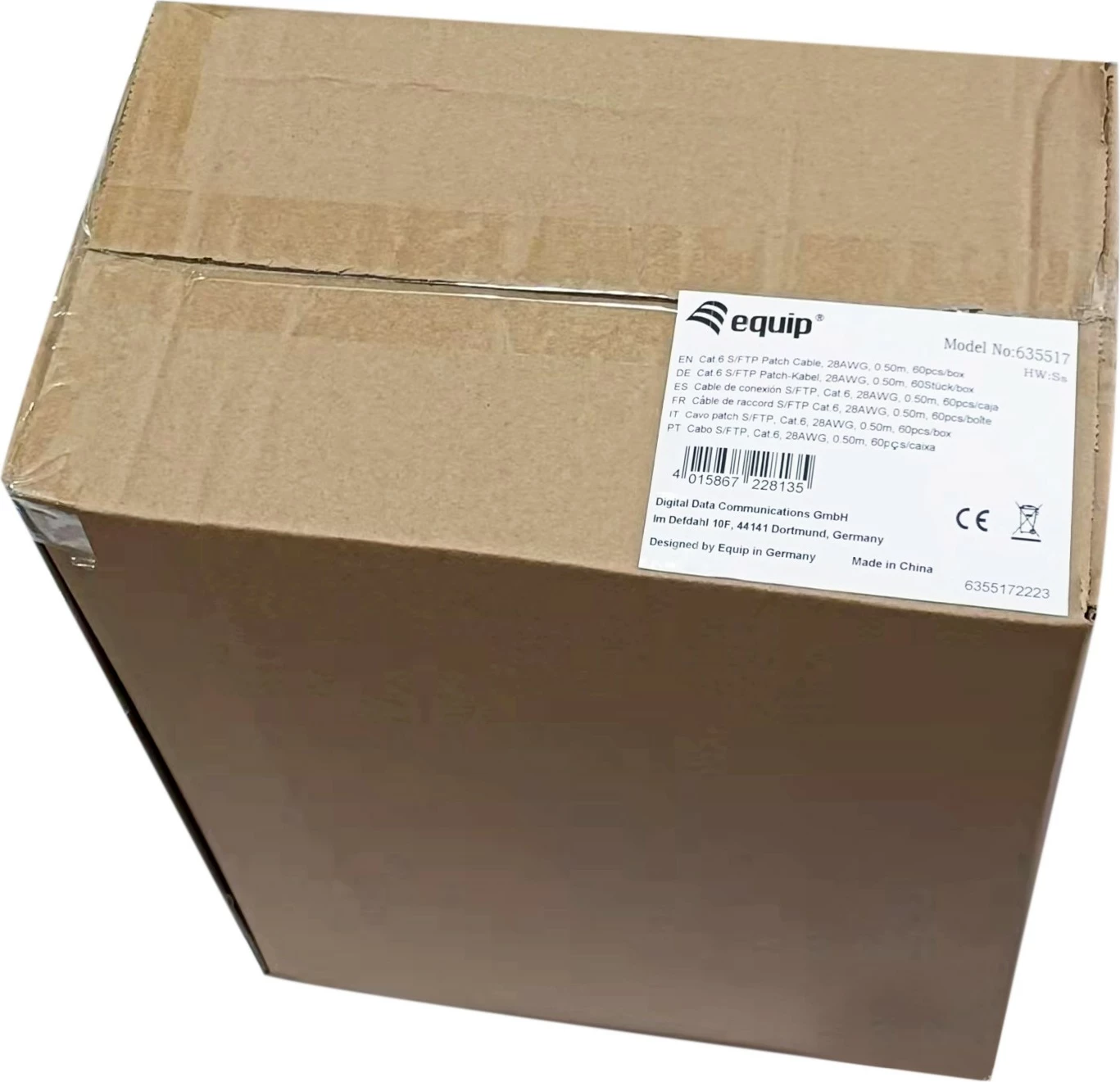 Kabllo rrjeti Cat6 Equip S/FTP 0.5m, 60 copë, e bardhë