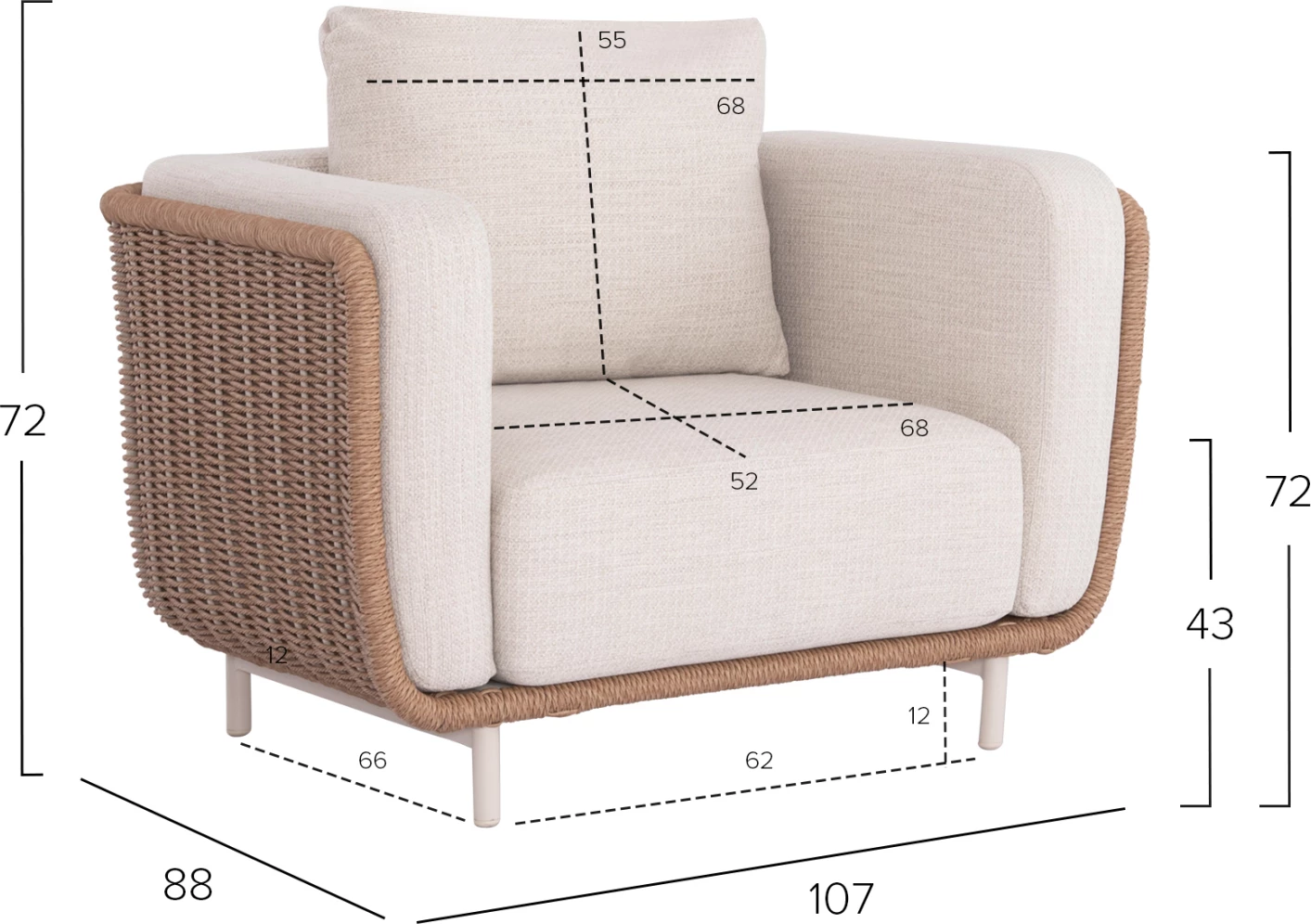 Set lounge për jashtë, 4 pjesë, seri NEXUS, alumin, ratan i përdredhur, gur i sinterizuar