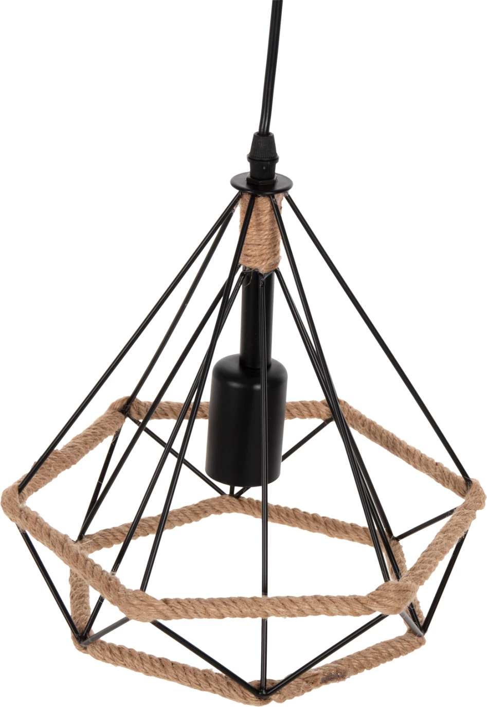 Llambë varëse tavani, FH4061, metal i zi me litar, 24,5x21,5x125Hcm