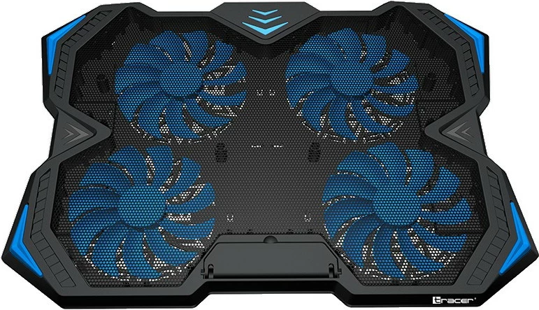 Mbajtëse ftohëse Tracer Gamezone Turbo, për laptop 17", 4 ventilatorë, LED blu, e zezë
