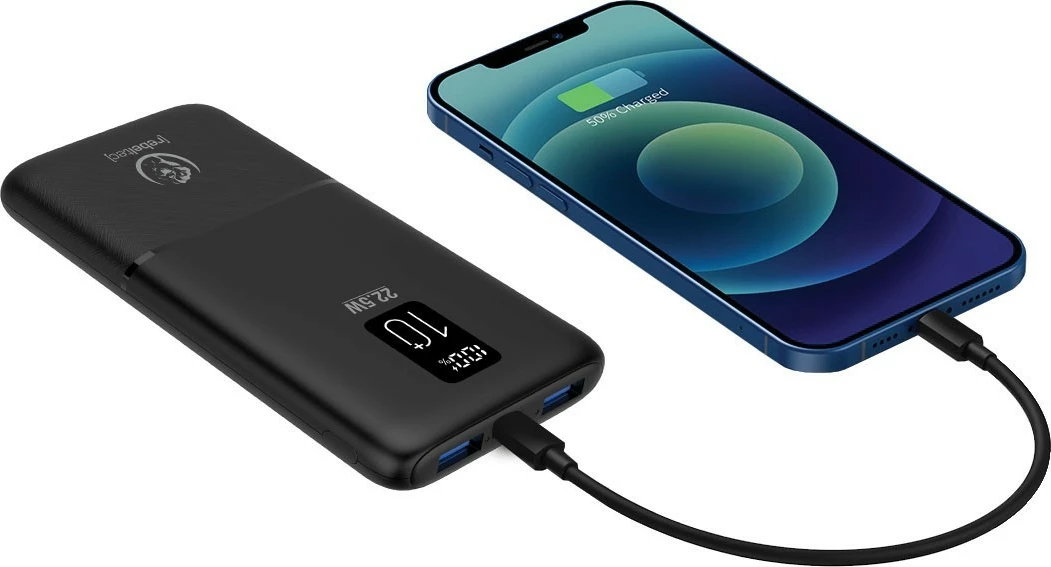 Powerbank Rebeltec P10 LCDPD 10,000mAh, 22.5W, e zezë