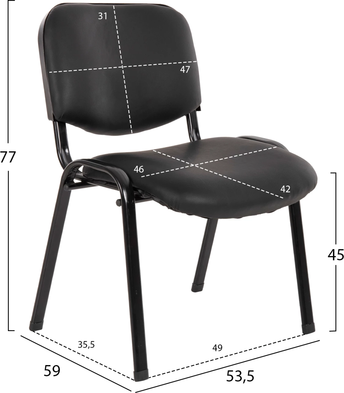 Karrige konferencash FH1010.01 me PU të zezë 53,5x60x77cm