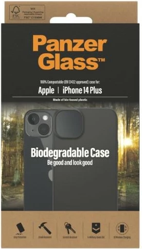 Mbështjellës PanzerGlass për iPhone 14 Plus / 15 Plus, i zi, Biodegradueshëm