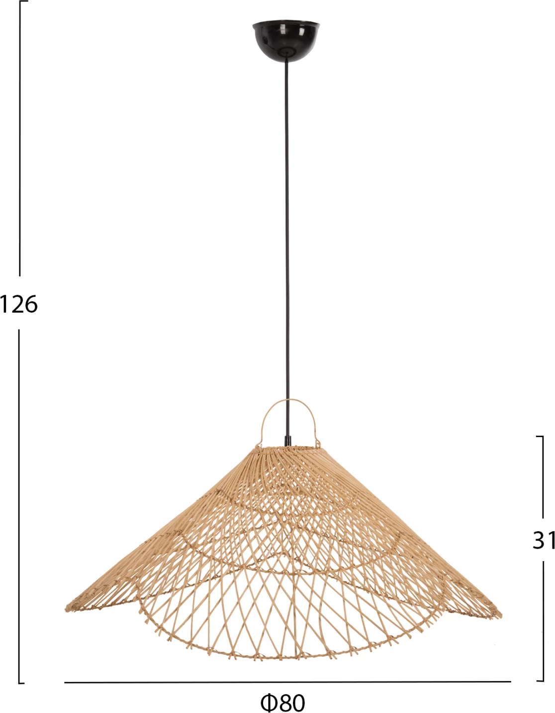 Llambë varëse tavani, rattan natyral, FH7879.02, Φ80x31x126H cm