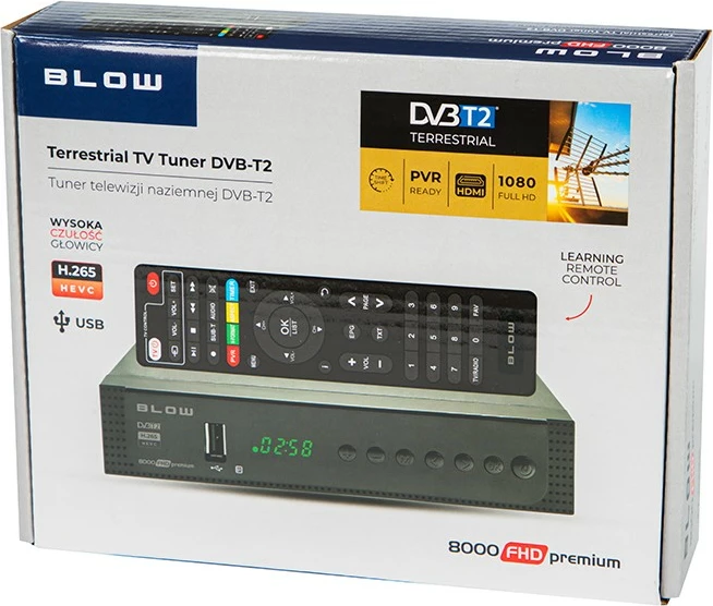 Dekoder BLOW DVB-T2 8000FHD Premium, Full HD, H.265 HEVC, me pilot, i zi