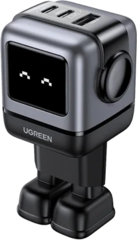 Karikues UGREEN Nexode Robot GaN 65W MPN 25685B, 2x USB-C + 1x USB-A, me LED ekran, gri