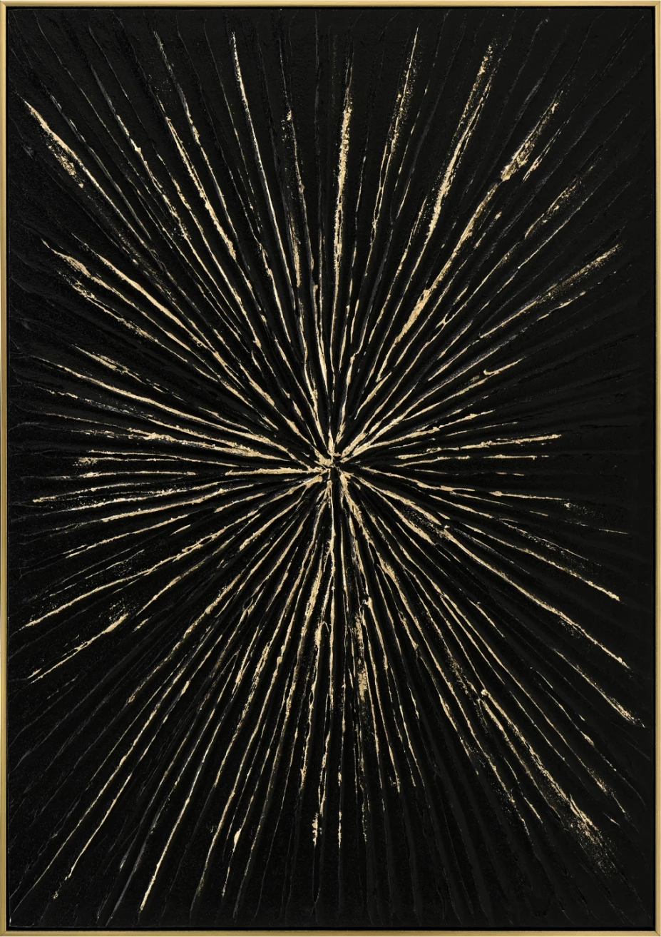 Pikturë muri FH4549 me kornizë PS ngjyrë bezhë, kanavacë e zezë, e punuar me dorë, 72x4.5x102 cm