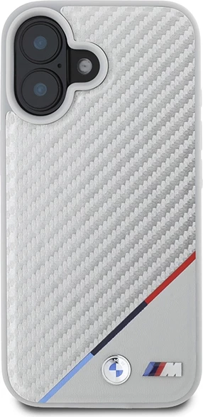 Mbështjellës BMW M Carbon Tricolor Line MagSafe për iPhone 16, Gri