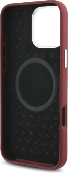 Mbështjellës Mercedes Silicone me vijë të bardhë MagSafe për iPhone 16 Pro Max, Kuq