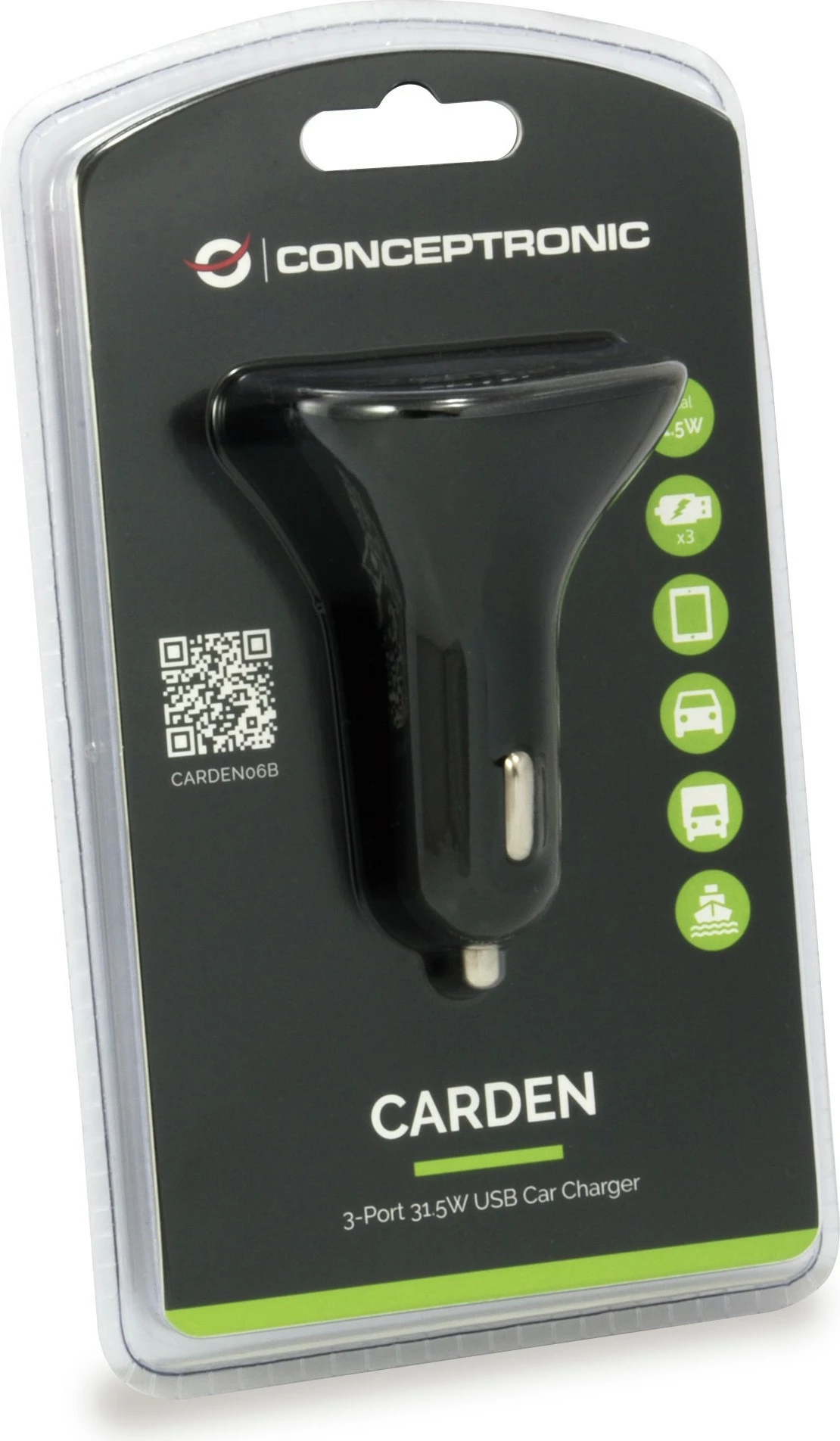 Karikues veture Conceptronic KFZ-Ladegerät, 3x USB-A, 31.5W, zi