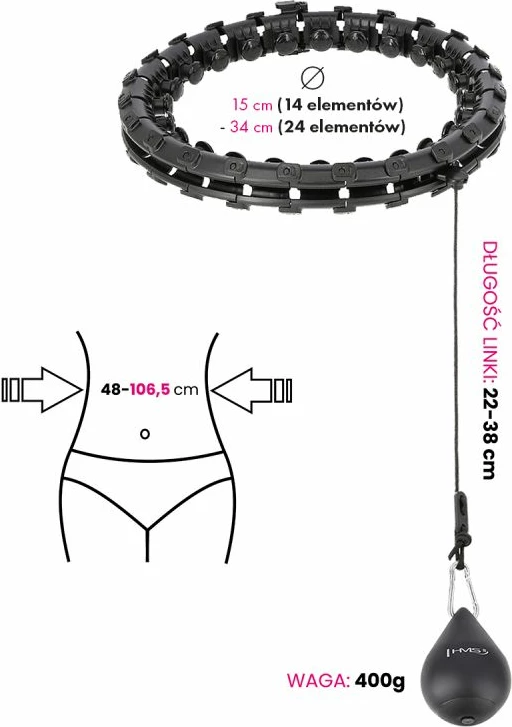 Hula hoop me peshë HMS HHW01, i zi