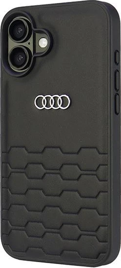 Mbështjellës Audi për iPhone 16 Plus 6.7", lëkurë sintetike, i zi, HardCase