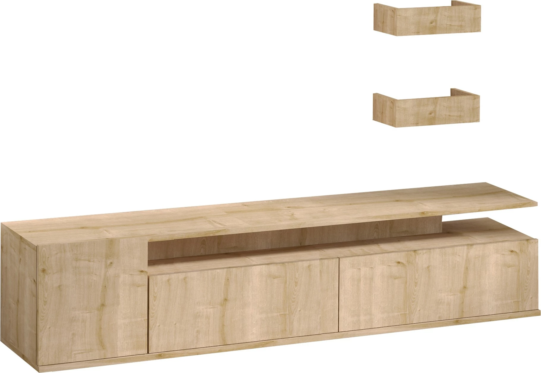 Komodë TV Hanah Home, Alika, ngjyrë lisi, me rafte muri