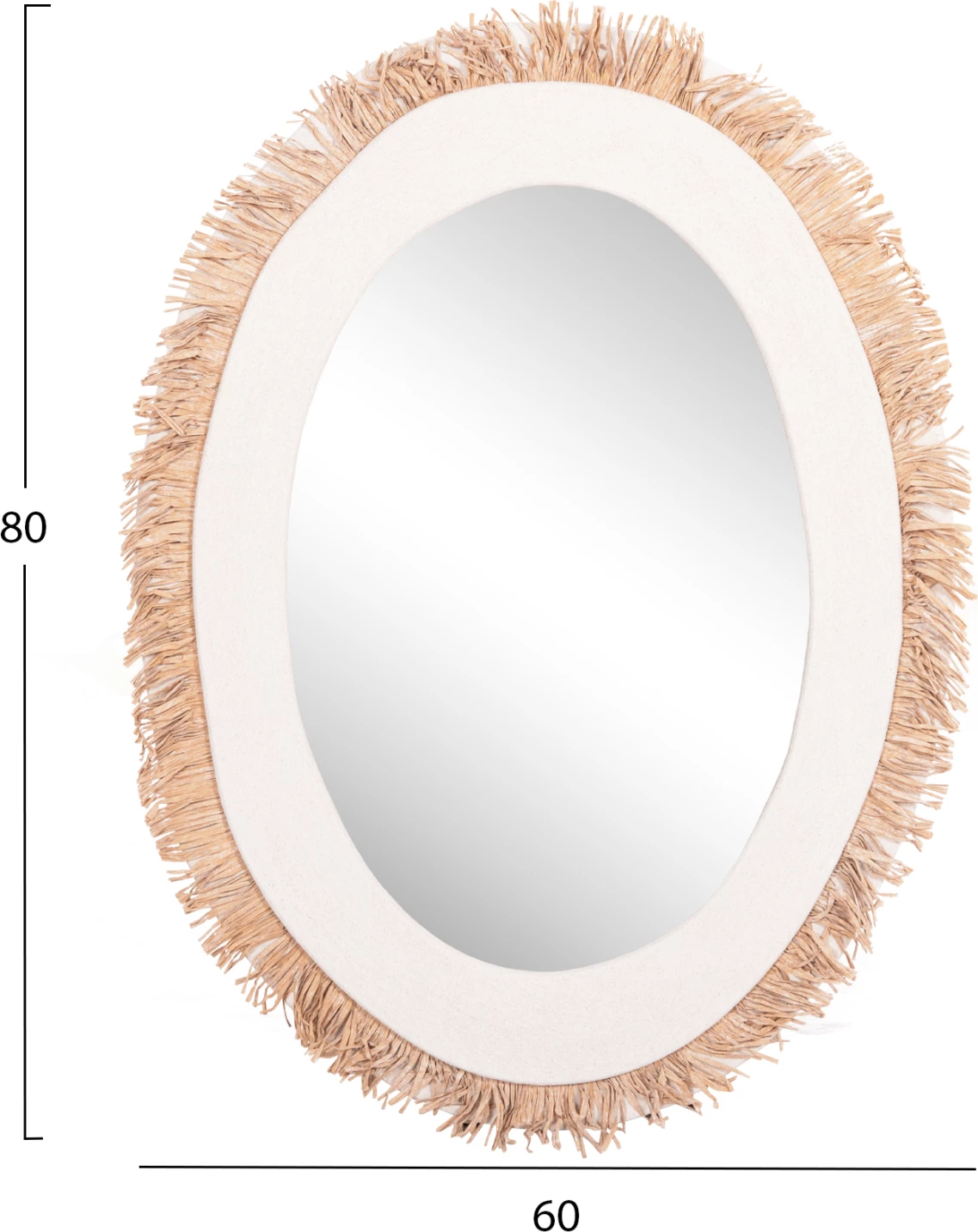 Pasqyrë muri Santorini FH4528 MDF, ngjyrë e bardhë, dekor bezhë, 60x2x80 cm