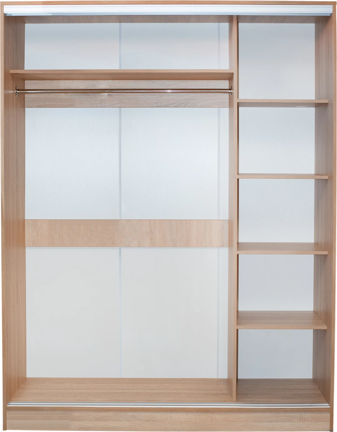 Dollap me dyer rrëshqitëse, pasqyrë, ngjyrë lisi, FH2437, 180x60x210 cm