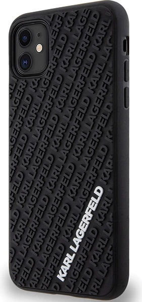 Mbështjellës Karl Lagerfeld KLHCN613DMKRLK për iPhone 11/XR 6.1", i zi, hardcase 3D Rubber Multi Logo