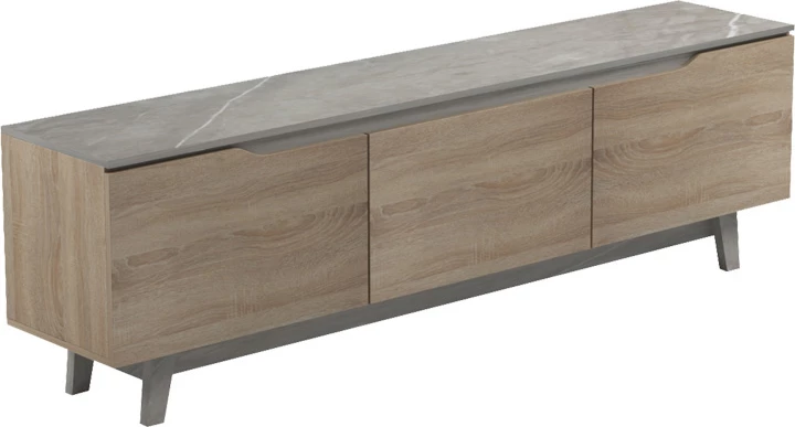 Komodë TV Kasandra, ngjyrë mermeri bezhë-sonoma, 180x35x48.5cm