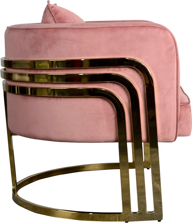 Fotel Roblu, metal i artë, kadife ngjyrë mollë e kalbur, 72x77.4x70cm