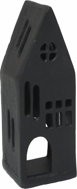 Dekor shtëpie në formë shtëpize, alumin i zi, 6x5x17 cm