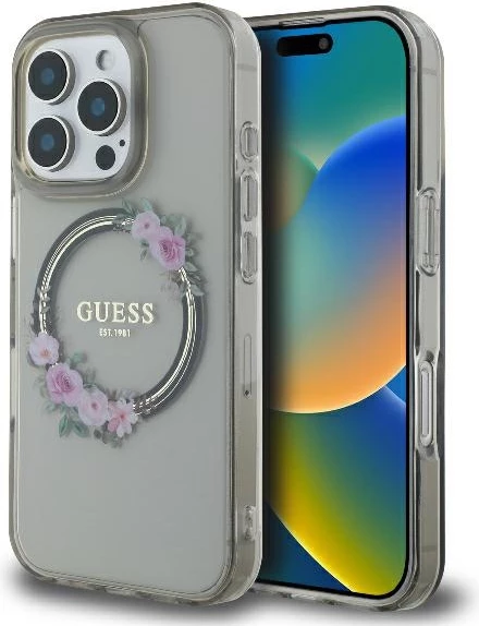 Mbështjellës Guess GUHMP16XHFWFCK për iPhone 16 Pro Max 6.9", hardcase, MagSafe, i zi
