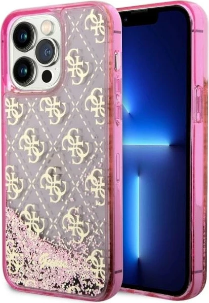 Mbështjellës Guess Liquid Glitter 4G për iPhone 14 Pro Max 6.7", Rozë