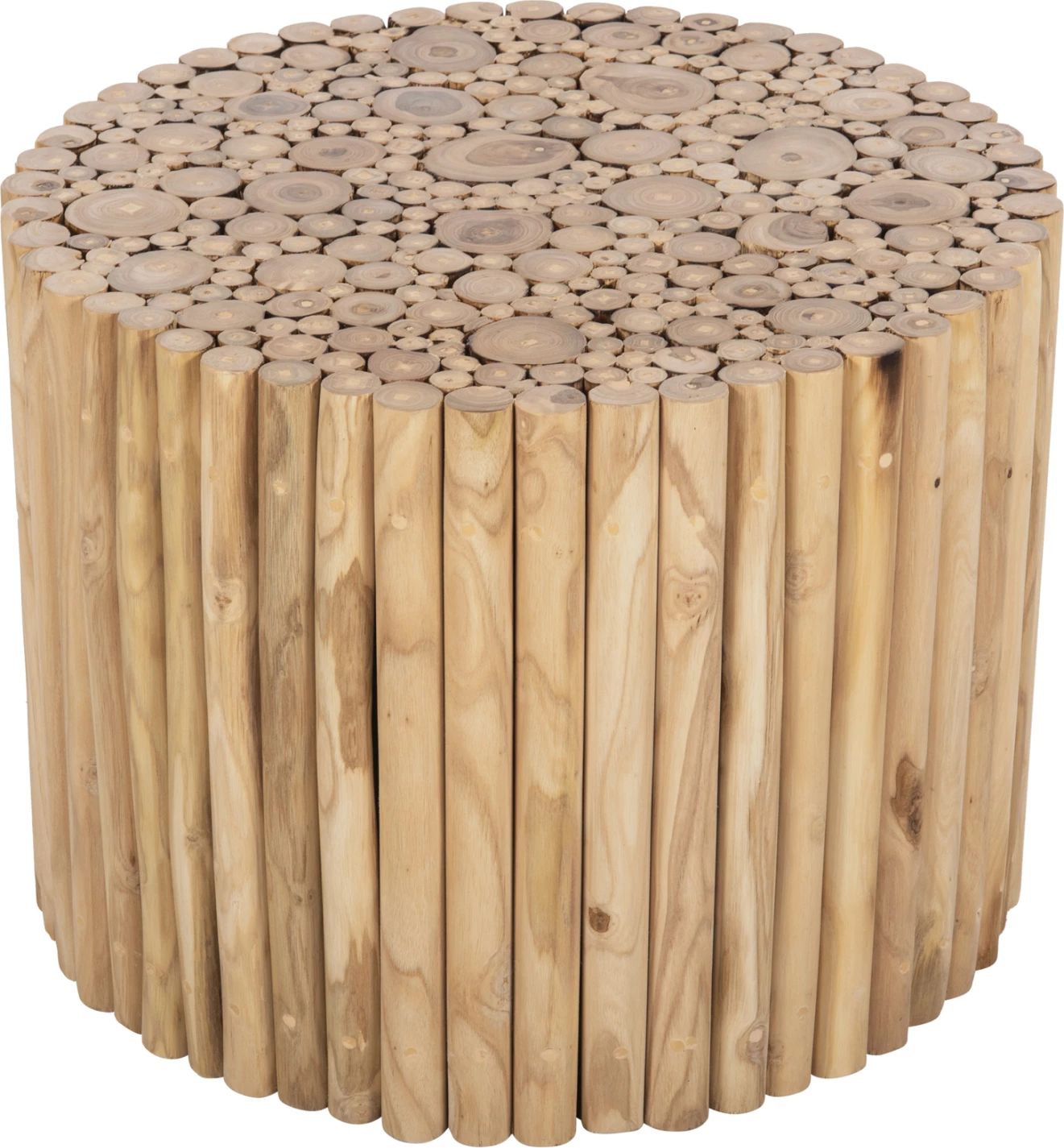 Tavolinë kafeje e rrumbullakët COOTER FH9864 degë tik - natyrale Φ60,5x46Hcm