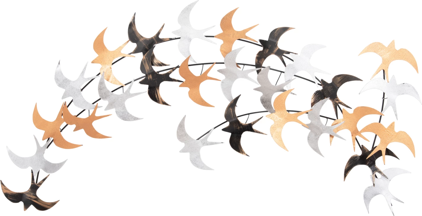 Dekor muror zogjsh, metal, shumëngjyrësh, FH4655, 131x11x70 cm