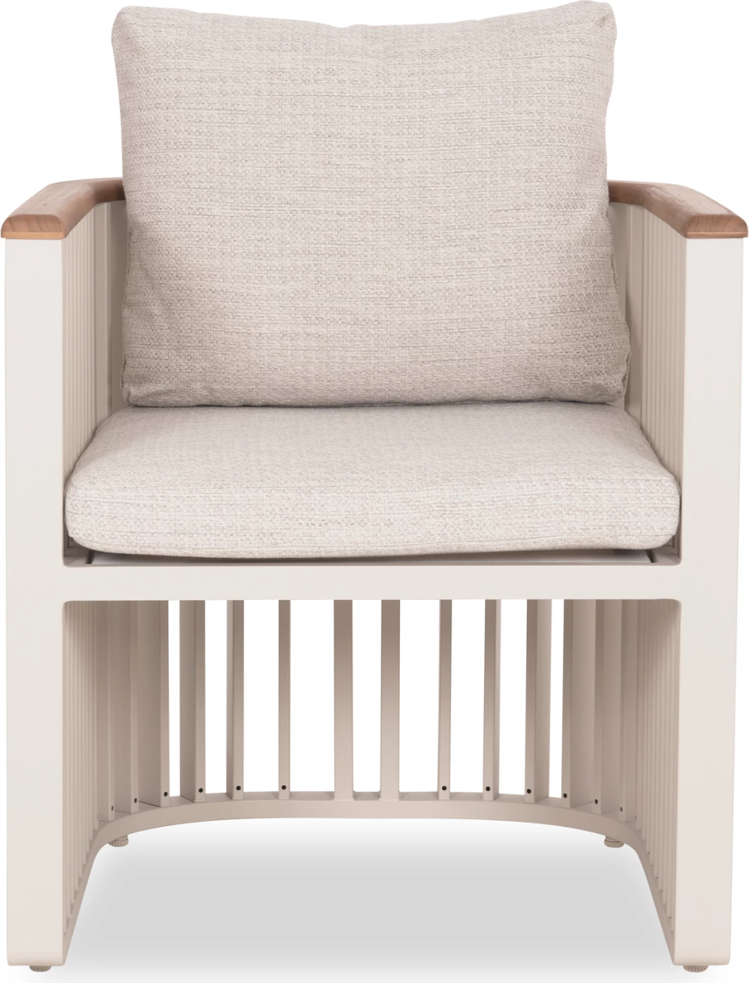 Karrige alumini për jashtë, seri ETERNITY, ngjyrë fildishi, jastëkë bezhë, 65x72x84cm