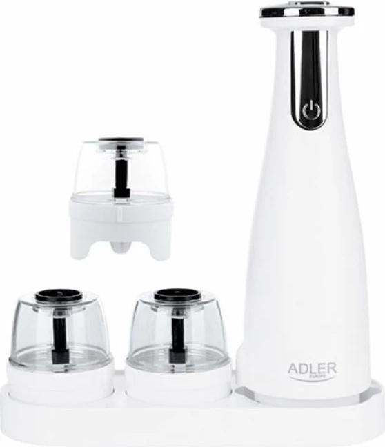mulli elektrik për kripë e piper ADLER AD4449W, 150 ml, USB-C, set 3 copë, i bardhë mat