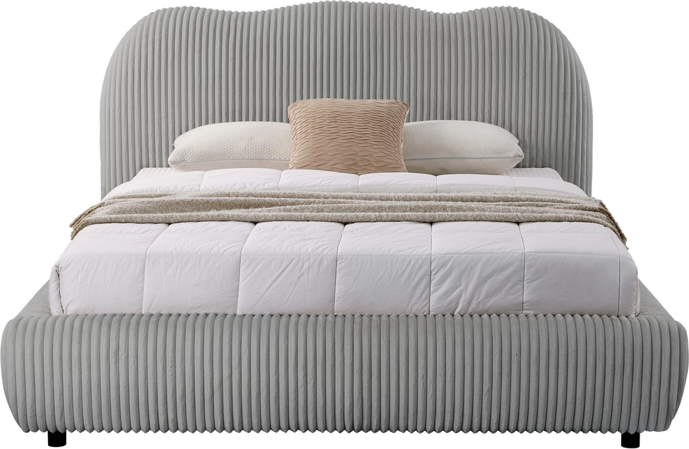 Krevat dopio me hapësirë për depo, material pelushi sintetik, ngjyrë gri, KALLY FH729.01, dyshek 160x200cm