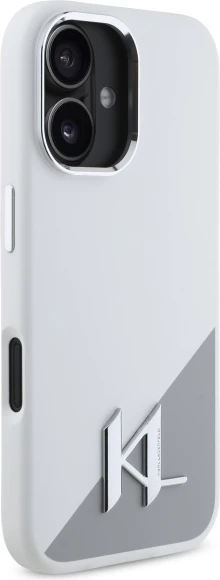 Mbështjellës Karl Lagerfeld Silicone Shadow Metal Initial MagSafe për iPhone 16, Bardhë