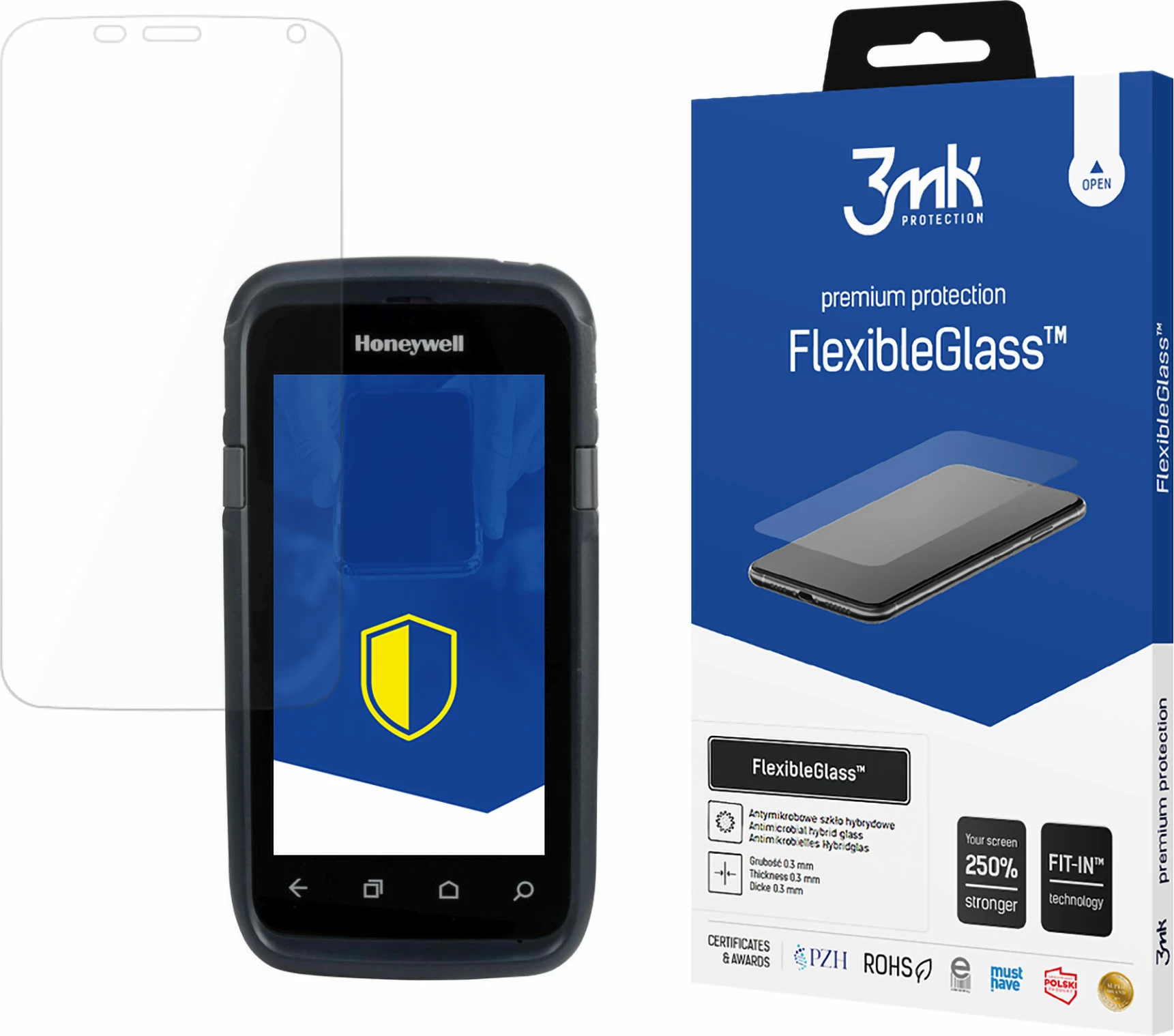 Xham mbrojtës hibrid për ekran, 3mk Protection FlexibleGlass, për Honeywell CT60, 7H, antibakterial, ultra i hollë