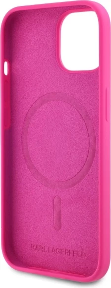 Mbështjellës Karl Lagerfeld KLHMP15SSKHPPLF për iPhone 15 6.1", silikon, MagSafe, fuchsia