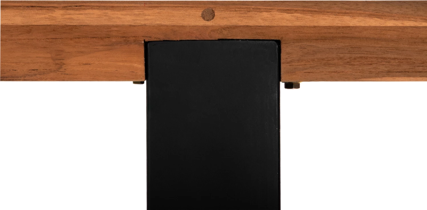 Konsolë SHIRE, dru TEAK i ricikluar, këmbë metalike të zeza, 240x50x90H cm