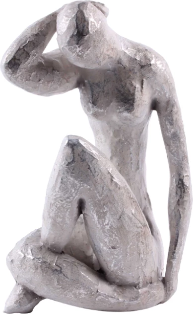 Figurë dekorative POZA 2, polirezine, argjend, 14x10x21 cm