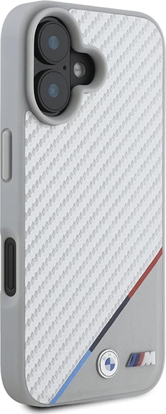 Mbështjellës BMW M Carbon Tricolor Line MagSafe për iPhone 16, Gri