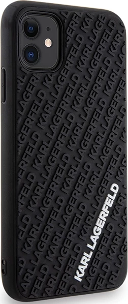 Mbështjellës Karl Lagerfeld KLHCN613DMKRLK për iPhone 11/XR 6.1", i zi, hardcase 3D Rubber Multi Logo