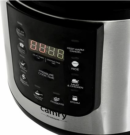 Tenxhere multifunksionale me presion CAMRY CR6409 6L 1000W, argjendtë/zezë
