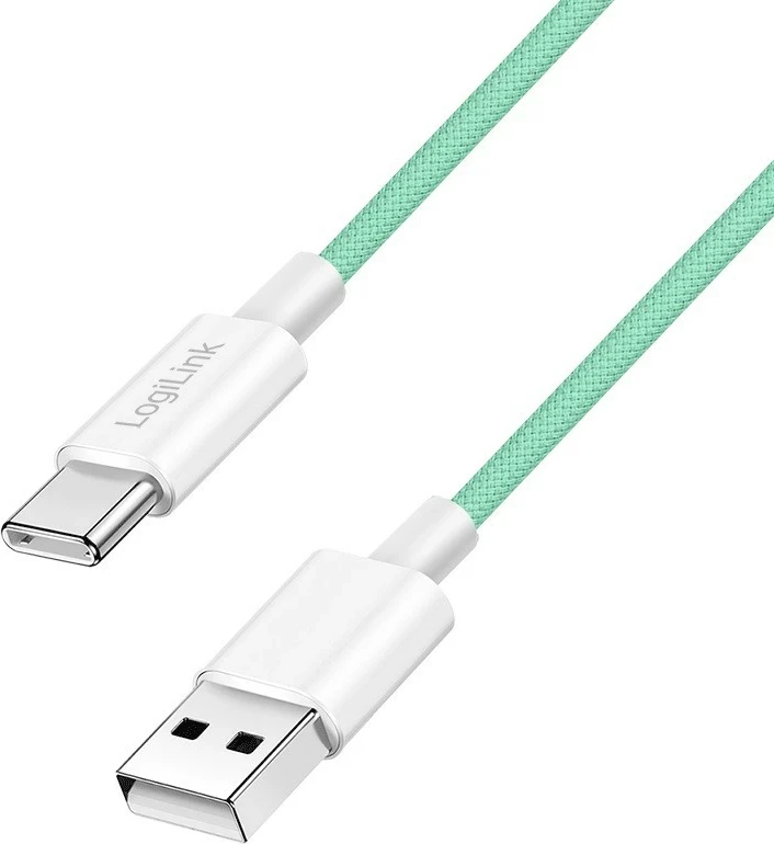Kabëll LogiLink USB-A në USB-C 0.5m, najlon, i gjelbër