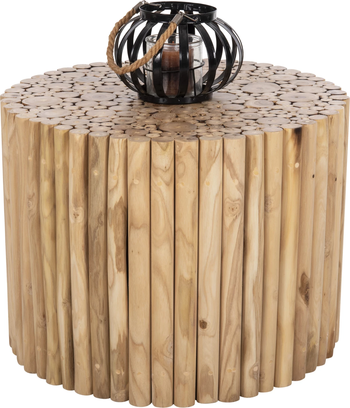 Tavolinë kafeje e rrumbullakët COOTER FH9864 degë tik - natyrale Φ60,5x46Hcm