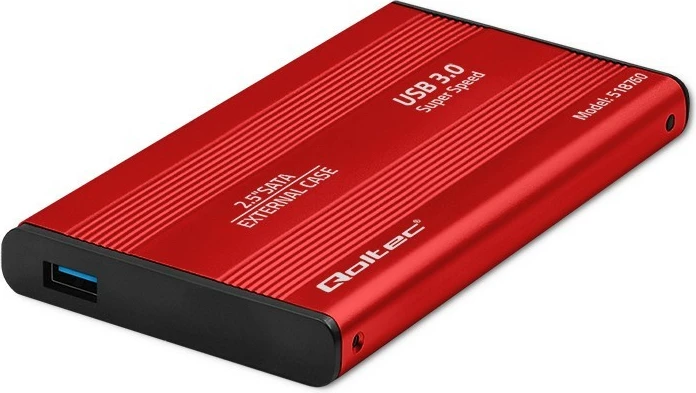 Kasë Qoltec 2.5" për HDD/SSD, USB 3.0, e kuqe
