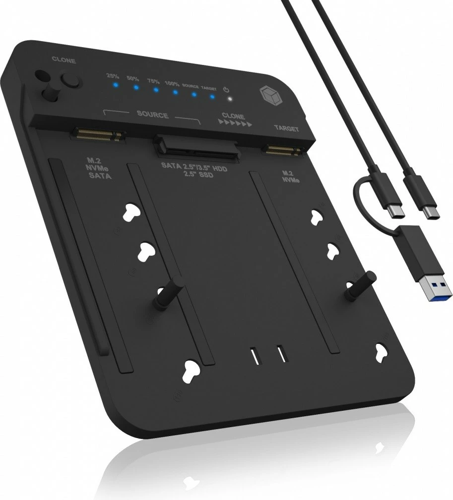 Stacion klonimi dhe docking IcyBox IB-2913MCL-C31 për SSD M.2 NVMe dhe HDD, Zi